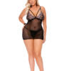 Black & Pink Mesh Babydoll Set